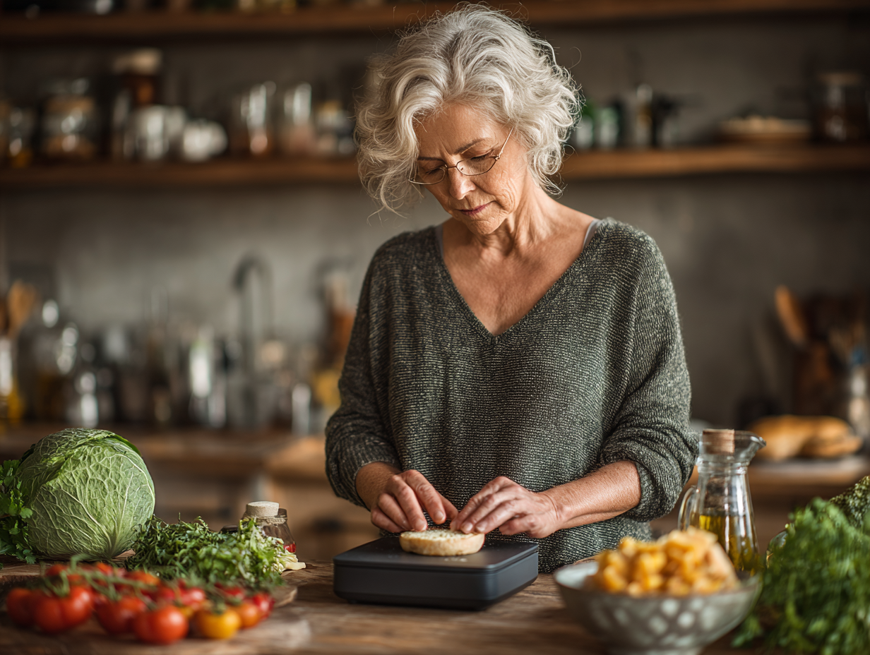 Femei în vârstă pregătind o masă sănătoasă împreună